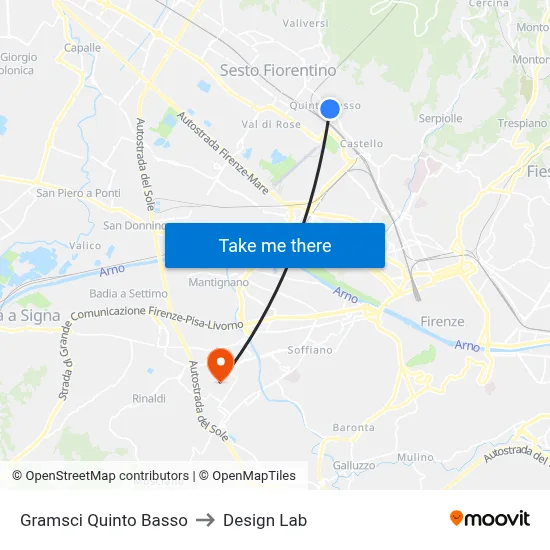 Gramsci Quinto Basso to Design Lab map