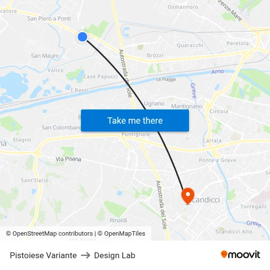 Pistoiese Variant to Design Lab map
