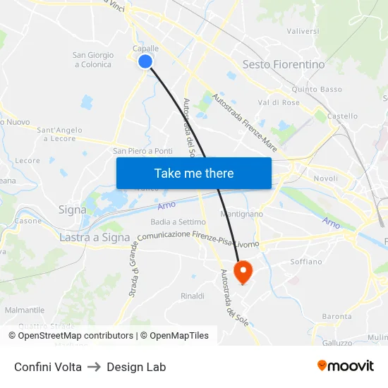 Confini Volta to Design Lab map