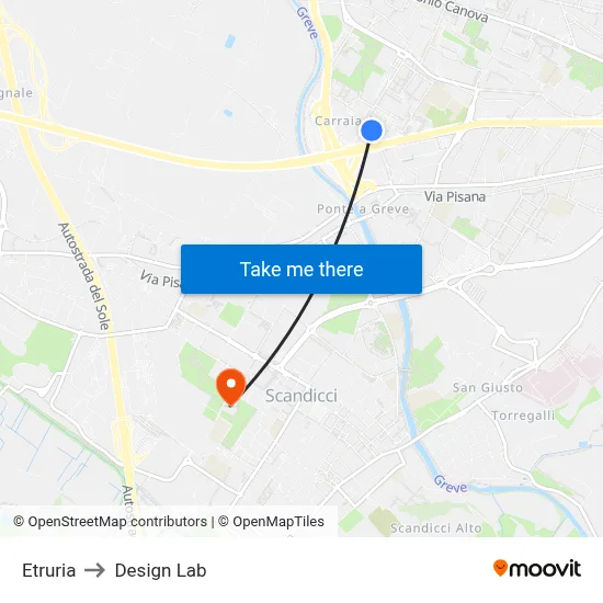 Etruria to Design Lab map