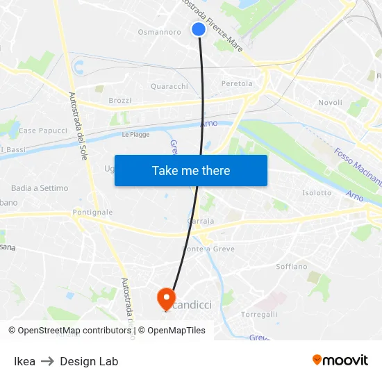 IKEA to Design Lab map
