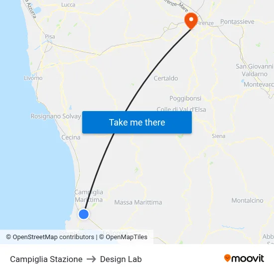 Campiglia Station to Design Lab map