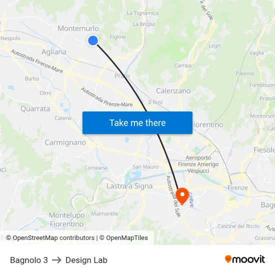 Bagnolo 3 to Design Lab map