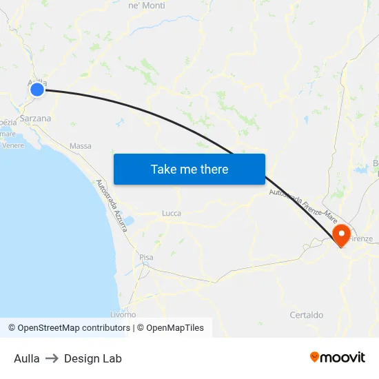 Aulla to Design Lab map
