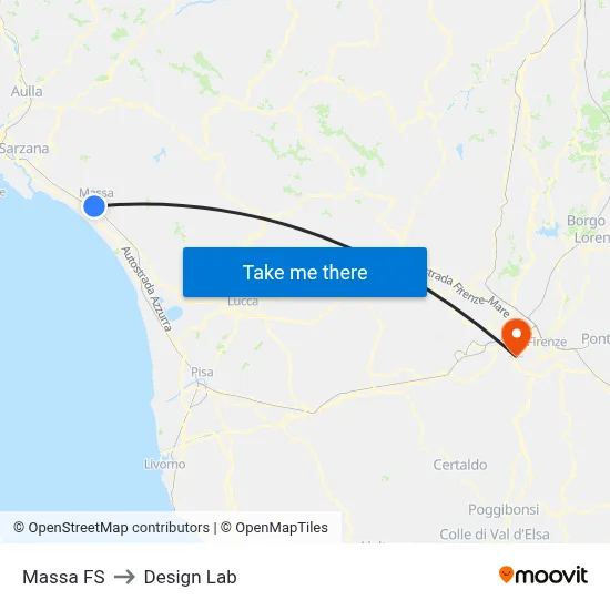 Massa Railway Station to Design Lab map