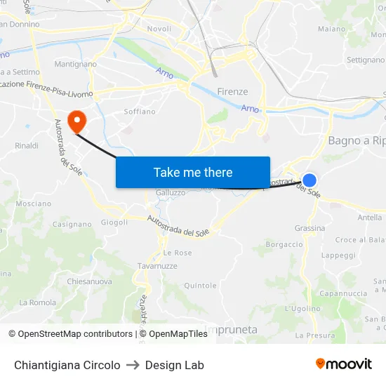 Chiantigiana Circle to Design Lab map