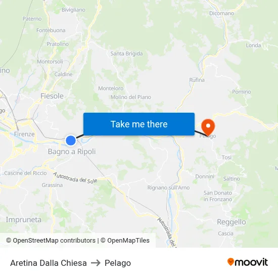 Aretina Dalla Chiesa to Pelago map