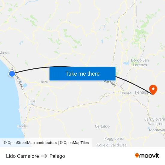 Lido Camaiore to Pelago map
