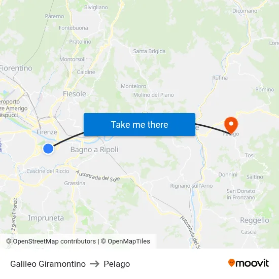 Galileo Giramontino to Pelago map