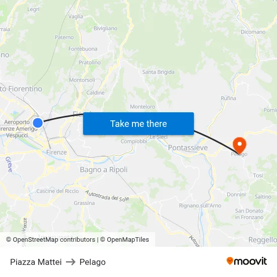 Piazza Mattei to Pelago map