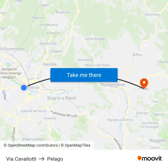 Via Cavallotti to Pelago map