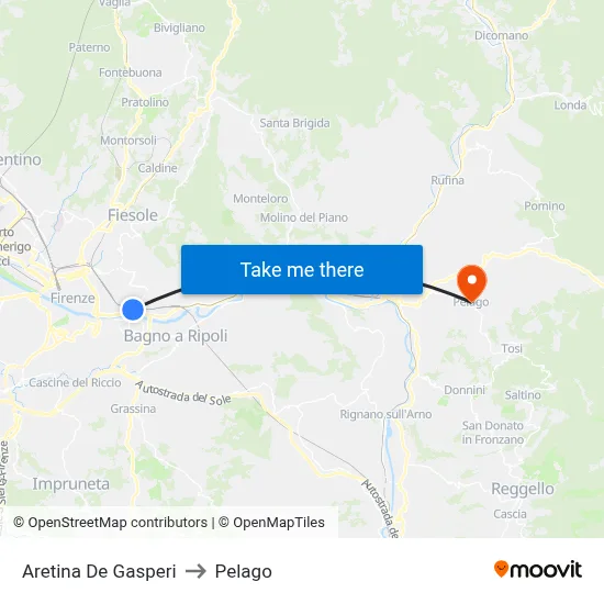Aretina De Gasperi to Pelago map
