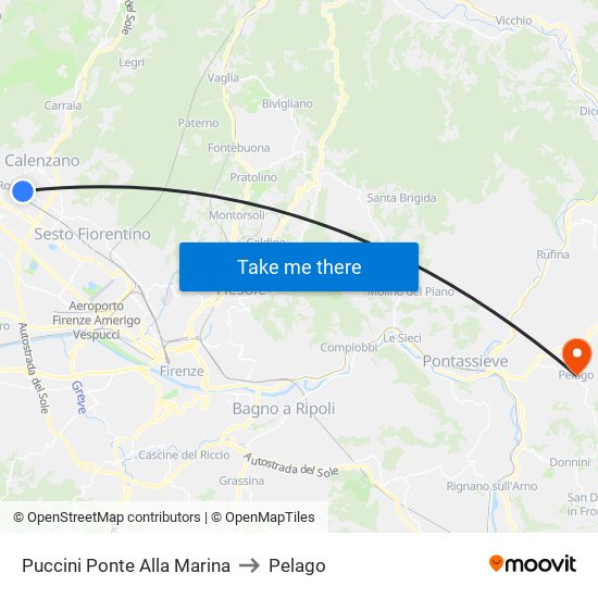 Puccini Ponte Alla Marina to Pelago map