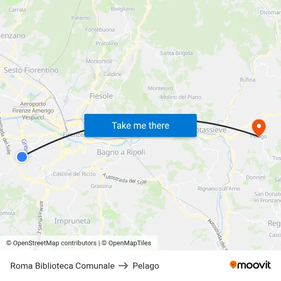Rome Municipal Library to Pelago map