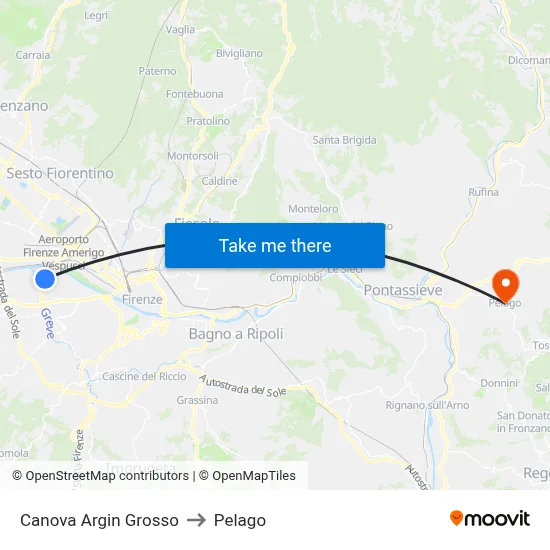 Canova Large Embankment to Pelago map