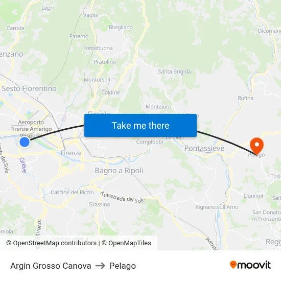 Argin Grosso Canova to Pelago map