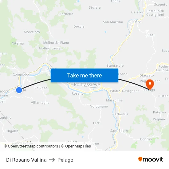 Di Rosano Vallina to Pelago map
