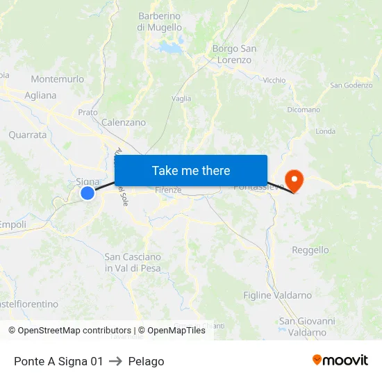 Ponte A Signa 01 to Pelago map