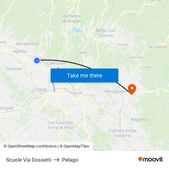 Scuole Via Dossetti to Pelago map