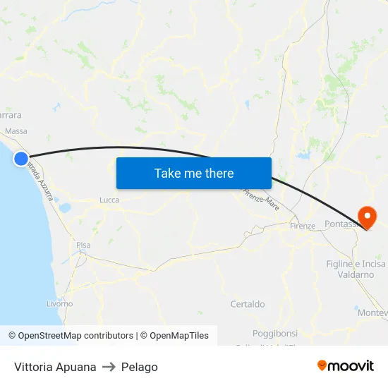 Vittoria Apuana to Pelago map