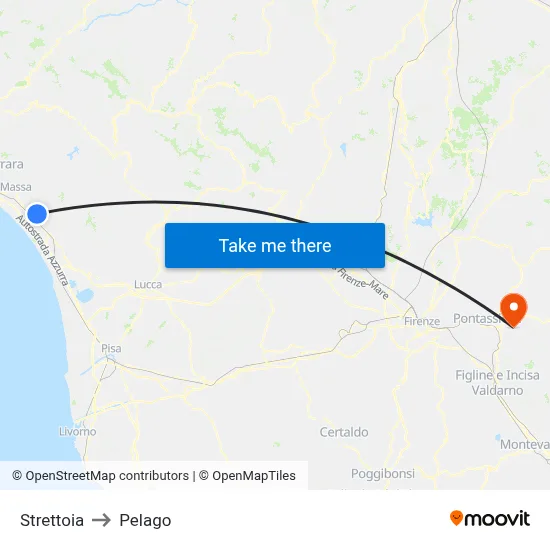 Strettoia to Pelago map