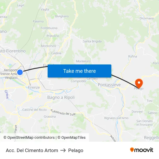 Acc. Del Cimento Artom to Pelago map