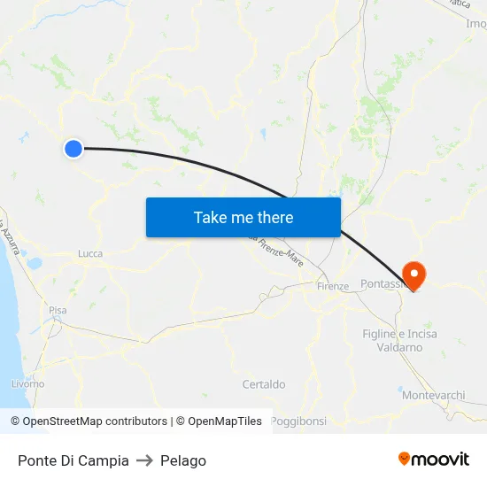 Ponte Di Campia to Pelago map