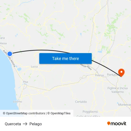 Querceta to Pelago map