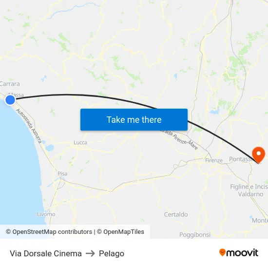 Via Dorsale Cinema to Pelago map