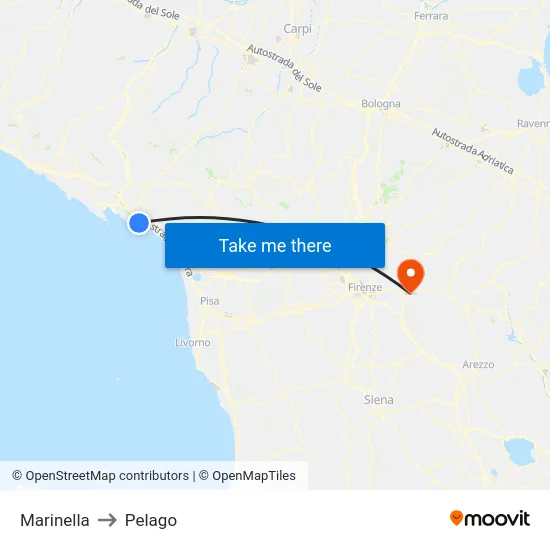 Marinella to Pelago map