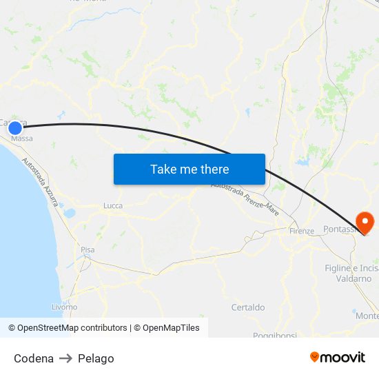 Codena to Pelago map