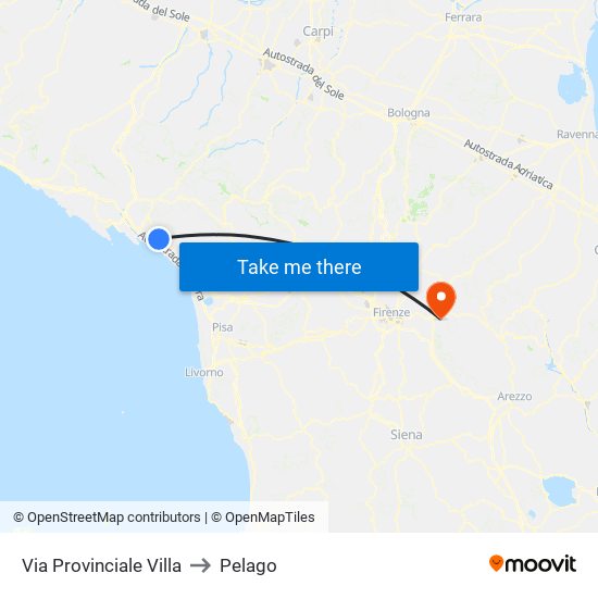 Via Provinciale Villa to Pelago map