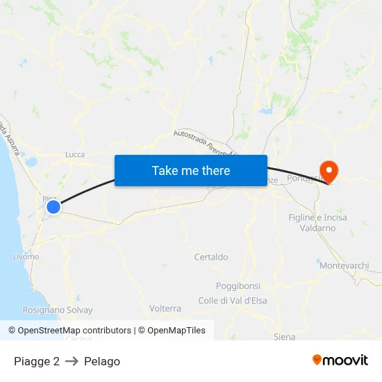 Piagge 2 to Pelago map