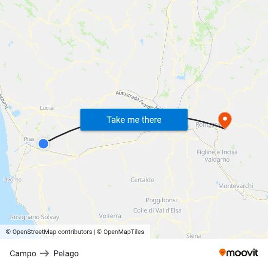 Campo to Pelago map