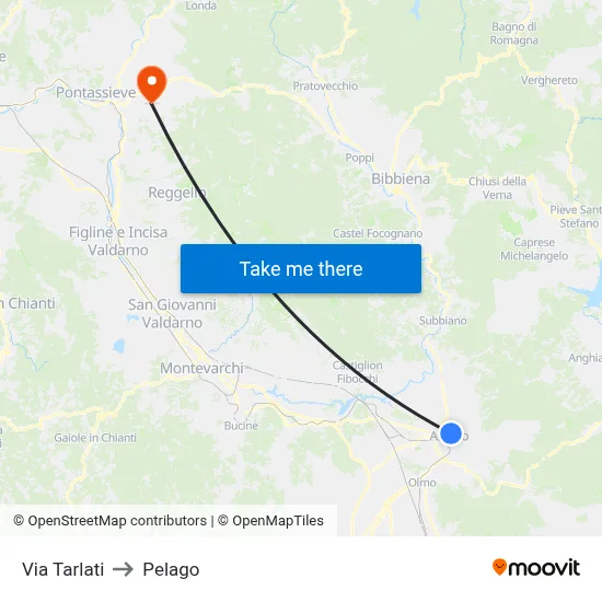 Via Tarlati to Pelago map