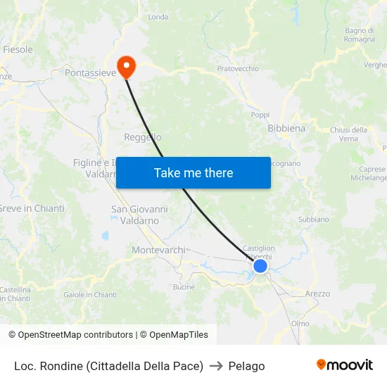 Loc. Rondine (Cittadella Della Pace) to Pelago map