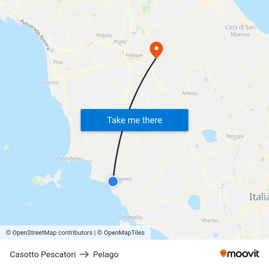 Casotto Pescatori to Pelago map