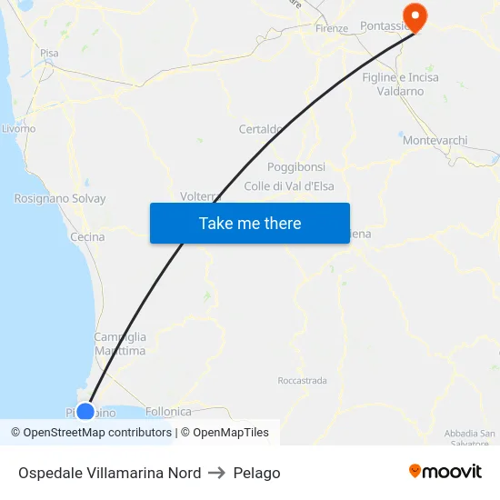 Ospedale Villamarina Nord to Pelago map