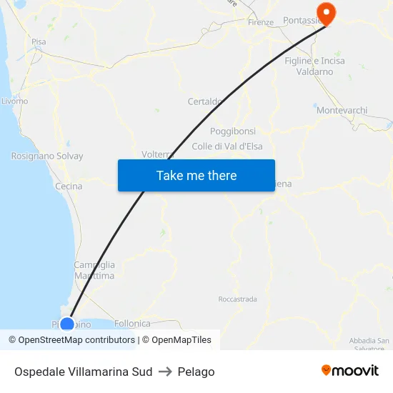 Ospedale Villamarina Sud to Pelago map