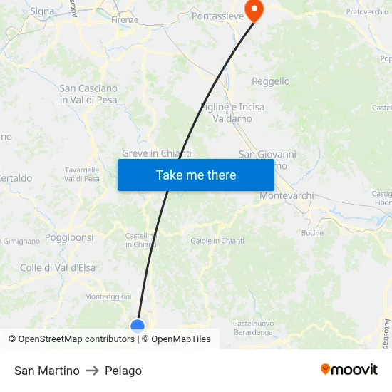 San Martino to Pelago map