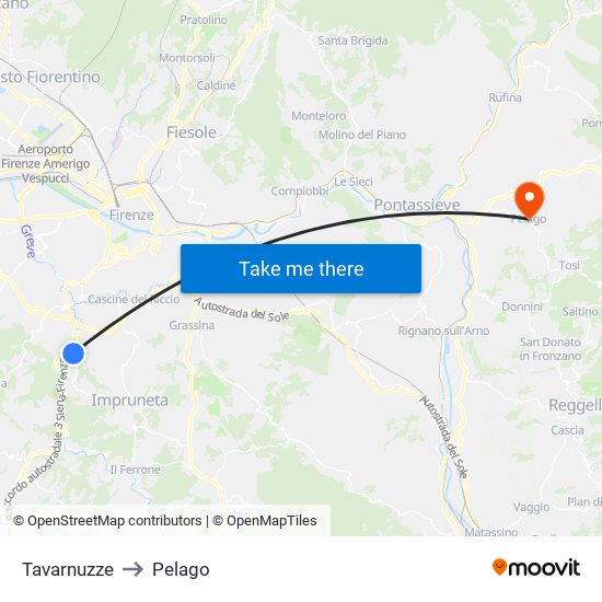 Tavarnuzze to Pelago map