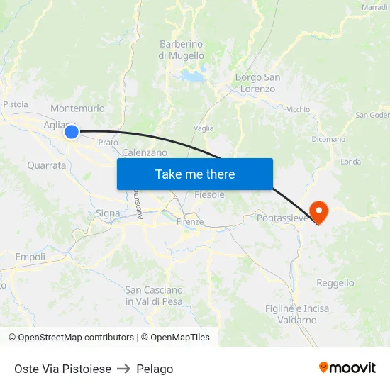 Oste Via Pistoiese to Pelago map