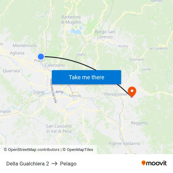 Della Gualchiera 2 to Pelago map