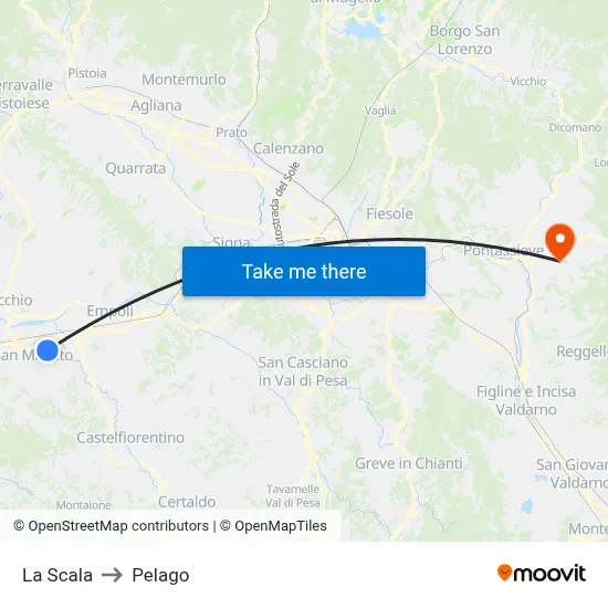 La Scala to Pelago map