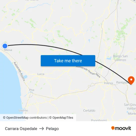 Carrara Hospital to Pelago map