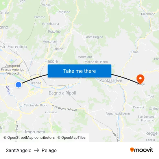 Sant'Angelo to Pelago map