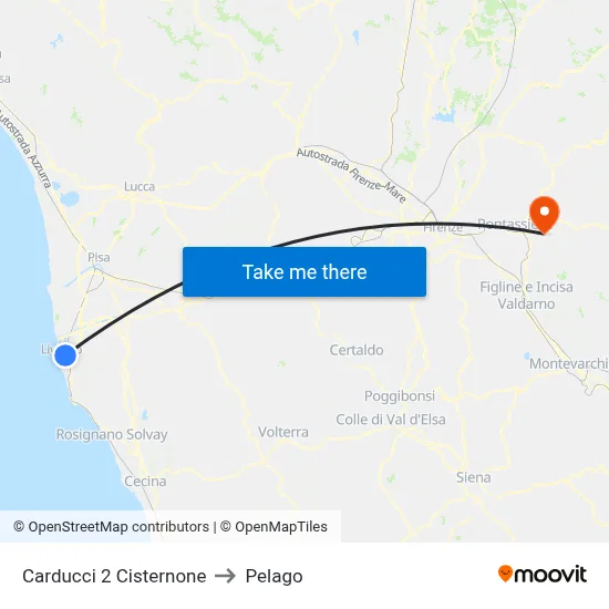 Carducci 2 Cisternone to Pelago map