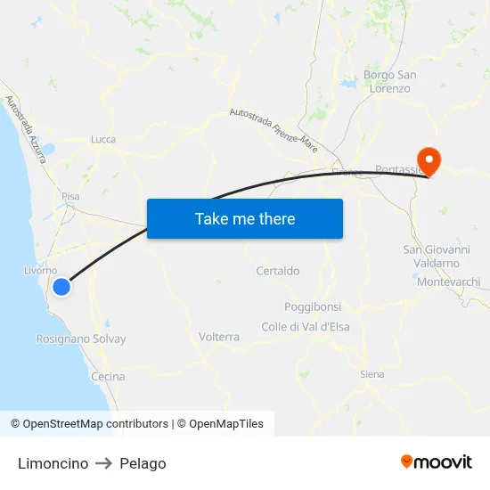 Limoncino to Pelago map