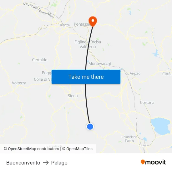 Buonconvento to Pelago map