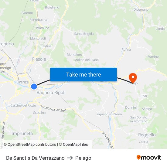 De Sanctis Da Verrazzano to Pelago map